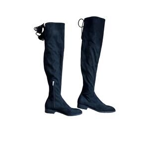 Marc Fisher Olympia Over The Knee Boots Tassel Black 8M Faux Suede OTK